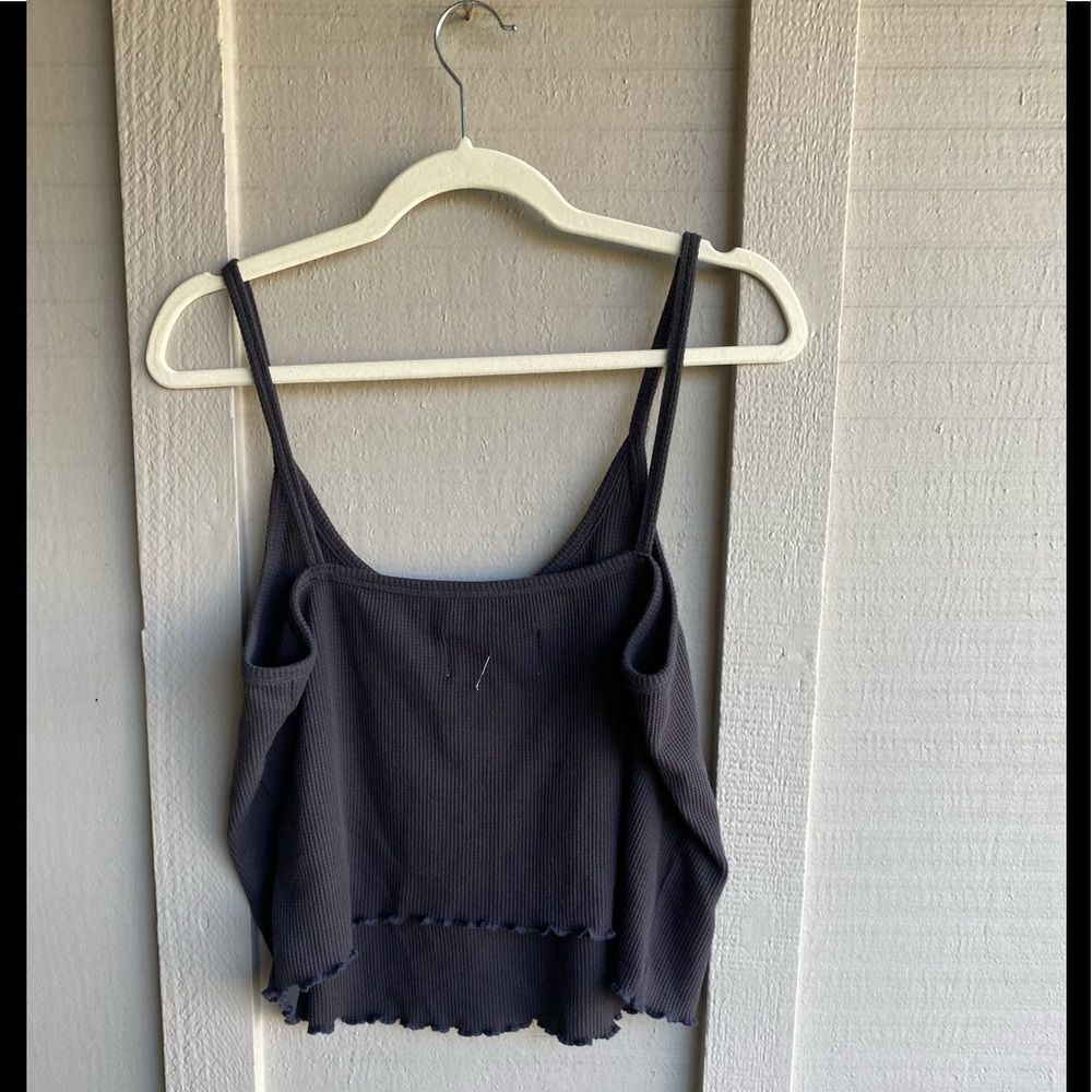 Anthropologie Saturday Sunday black ribbed scallop hem tank top Size: 1X - Picture 2 of 6